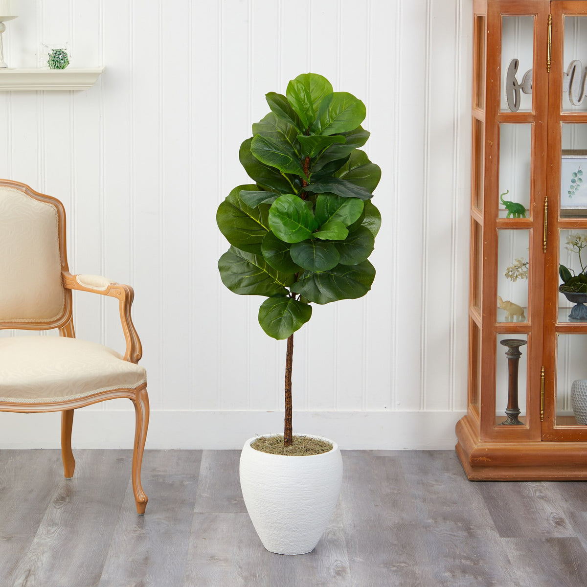 The Highland 52" Fiddle Leaf Fig with Modern White Vessel