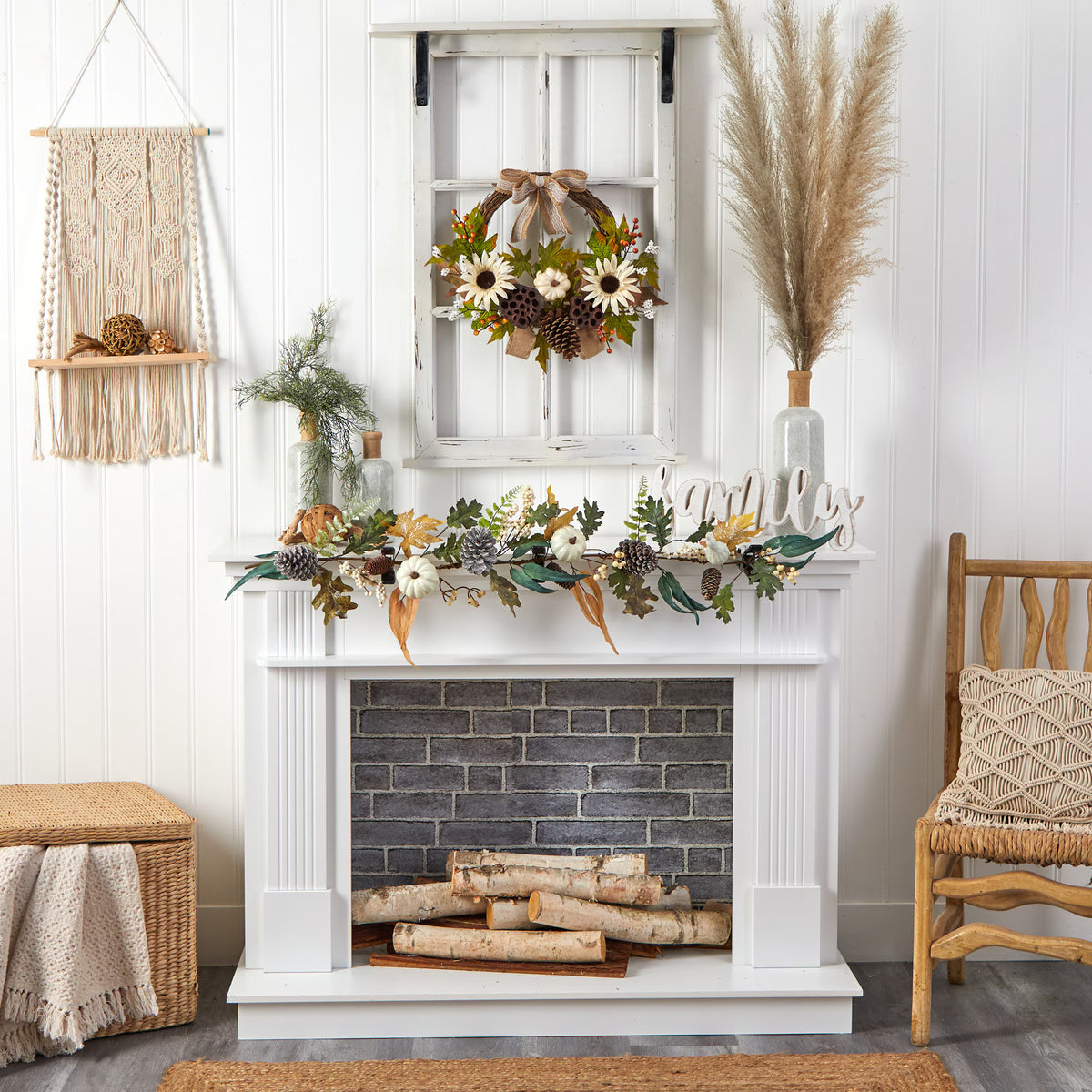 The Lexington 20" Autumn Lotus Pod & Harvest Sunflower Wreath