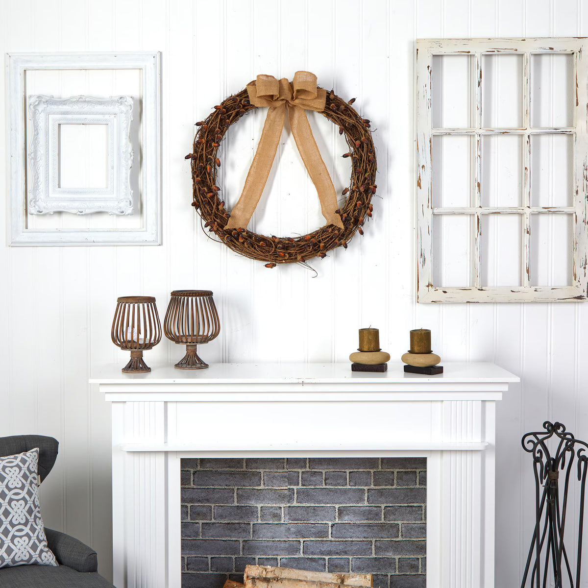 The Vanderbilt 30" Autumn Acorn & Tailored Ribbon Wreath