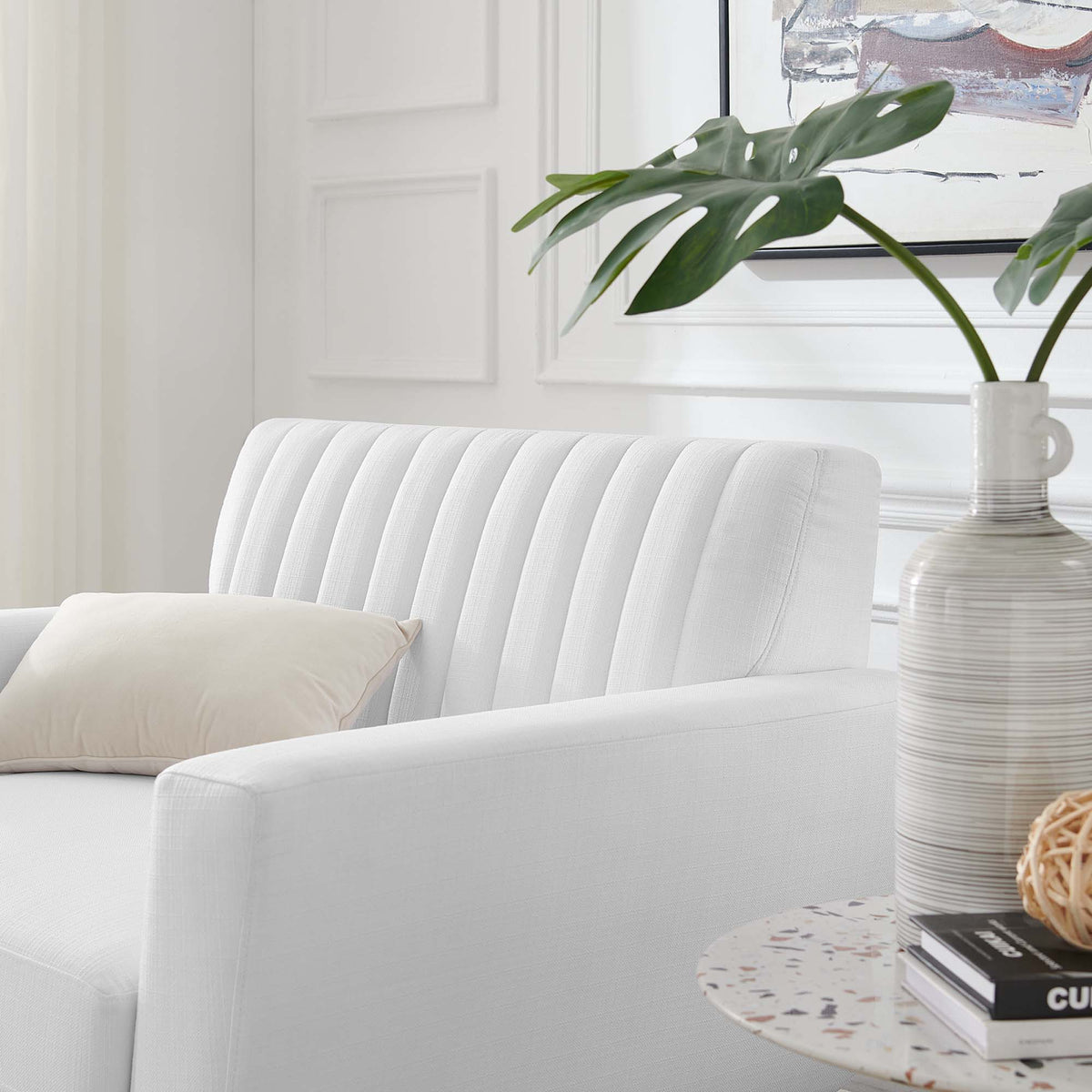 Engage Channel Tufted Fabric Armchair - Additional View