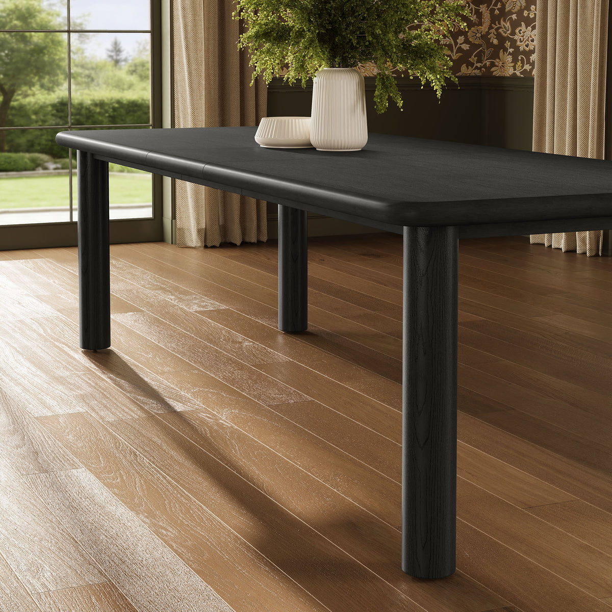 Alvia 86"-105" Extendable Rectangular Oak Wood Dining Table - Additional View