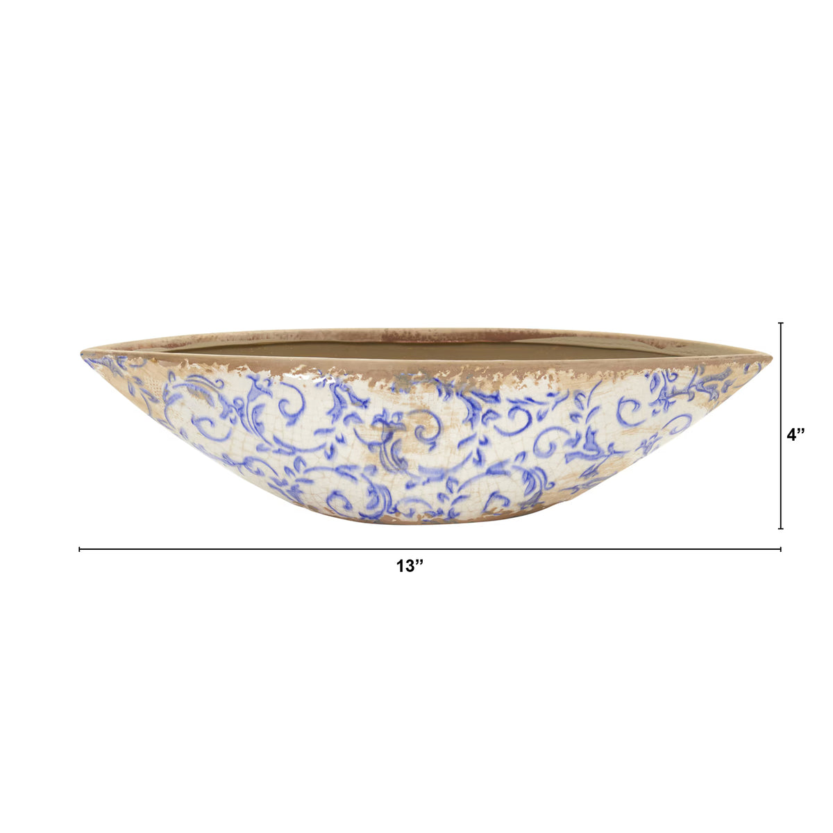 The Bellini 13" Tuscan Glazed Ceramic Centerpiece Bowl