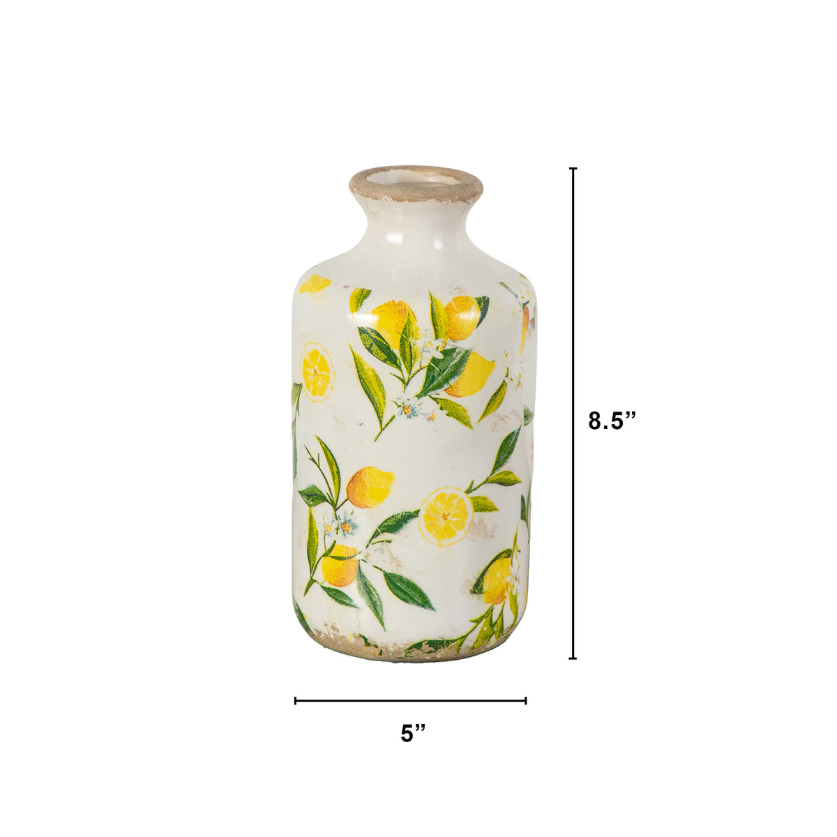 The Amalfi 8.5" Hand-Painted Citrus Glazed Ceramic Vessel