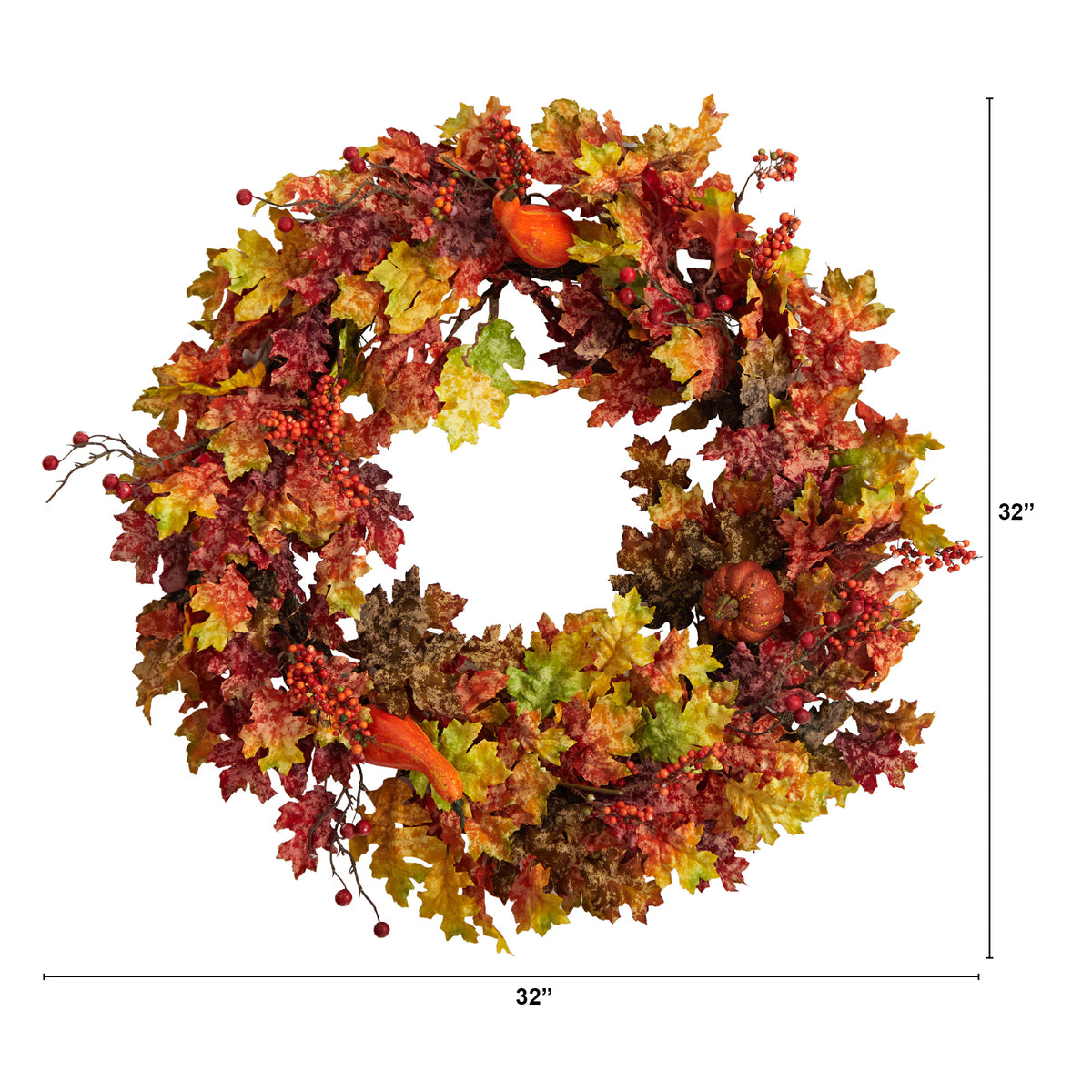The Berkshire 32" Autumn Oak Foliage & Harvest Berry Wreath