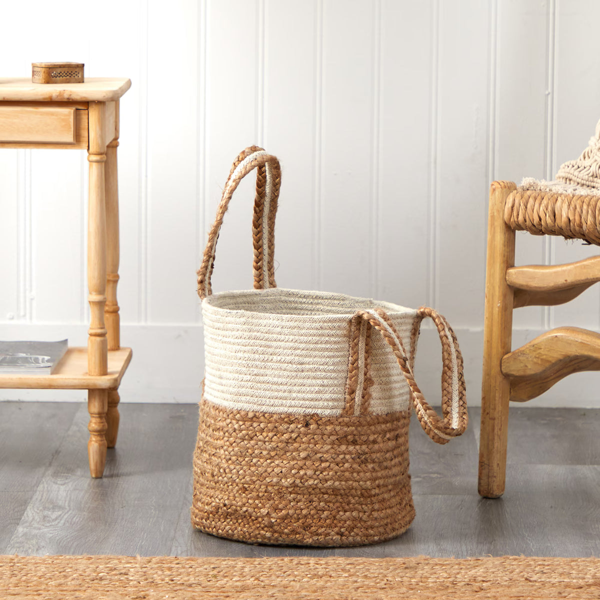 The Sedona 14" Handwoven Natural Jute & Cotton Storage Vessel