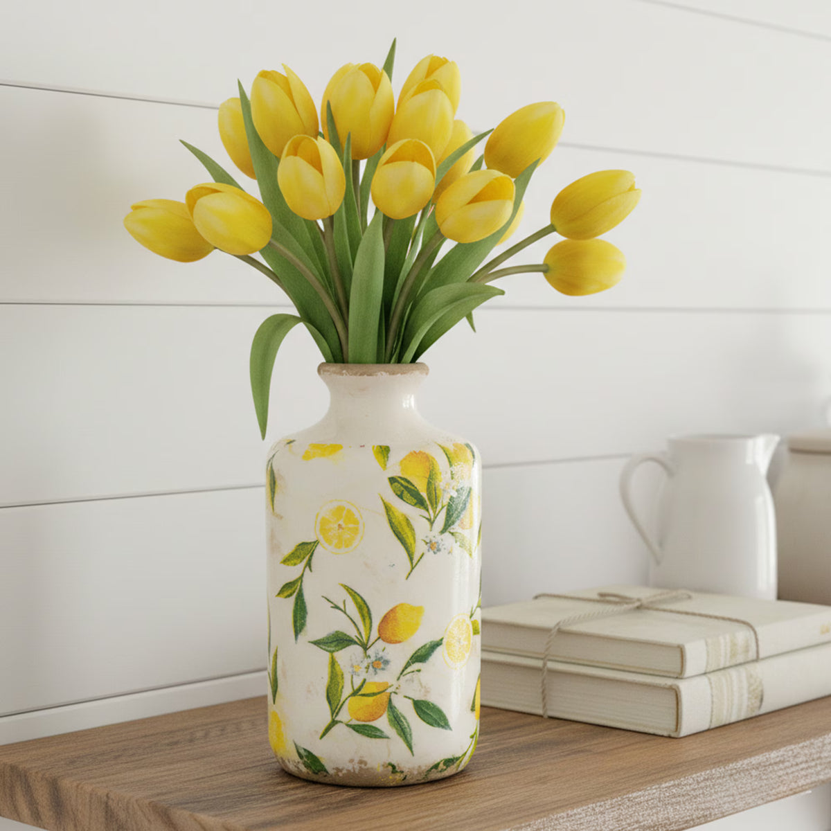 The Amalfi 8.5" Hand-Painted Citrus Glazed Ceramic Vessel