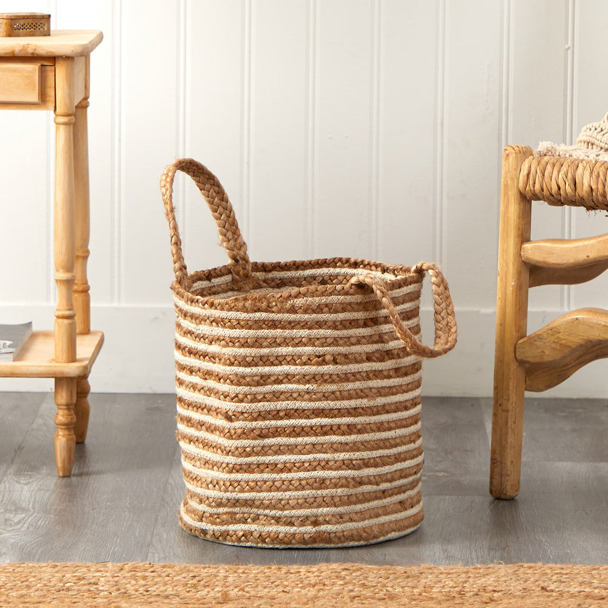 The Sedona 14" Striped Artisan Woven Jute Tote