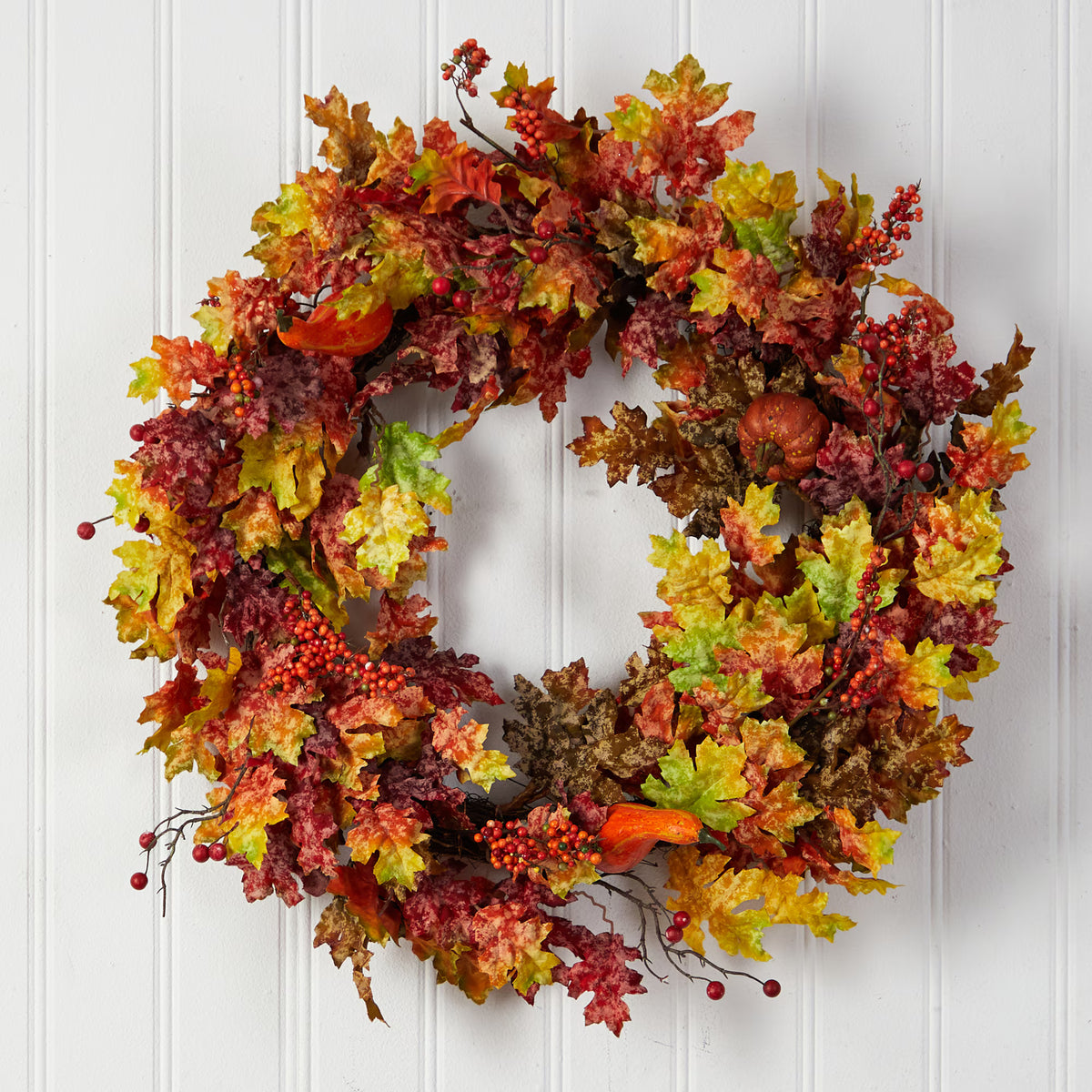 The Berkshire 32" Autumn Oak Foliage & Harvest Berry Wreath