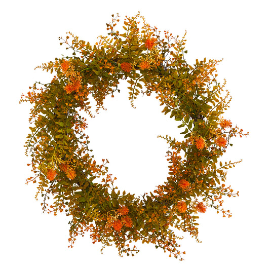 The Cascades 21" Autumn Wood Fern Botanical Wreath