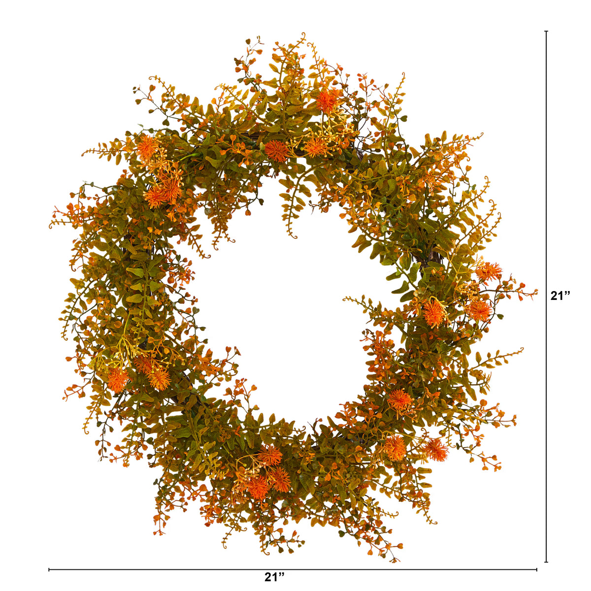 The Cascades 21" Autumn Wood Fern Botanical Wreath