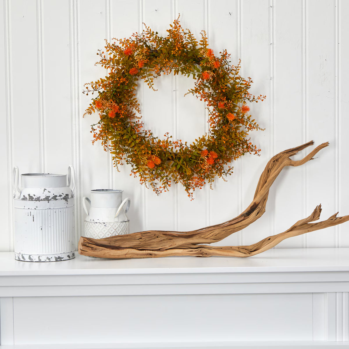 The Cascades 21" Autumn Wood Fern Botanical Wreath