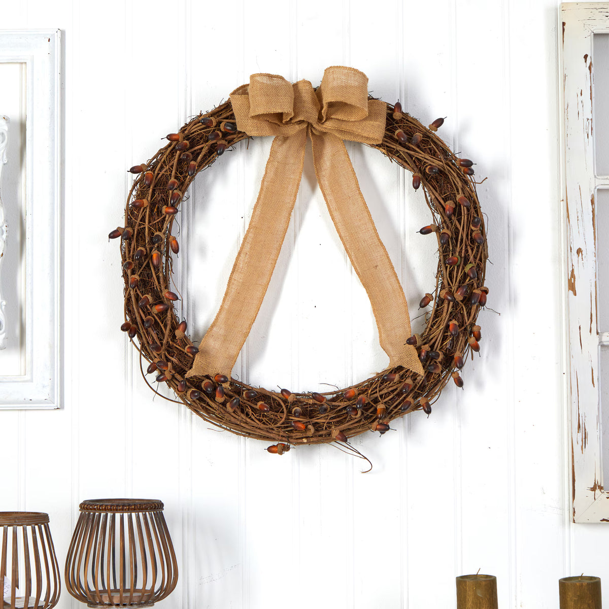 The Vanderbilt 30" Autumn Acorn & Tailored Ribbon Wreath
