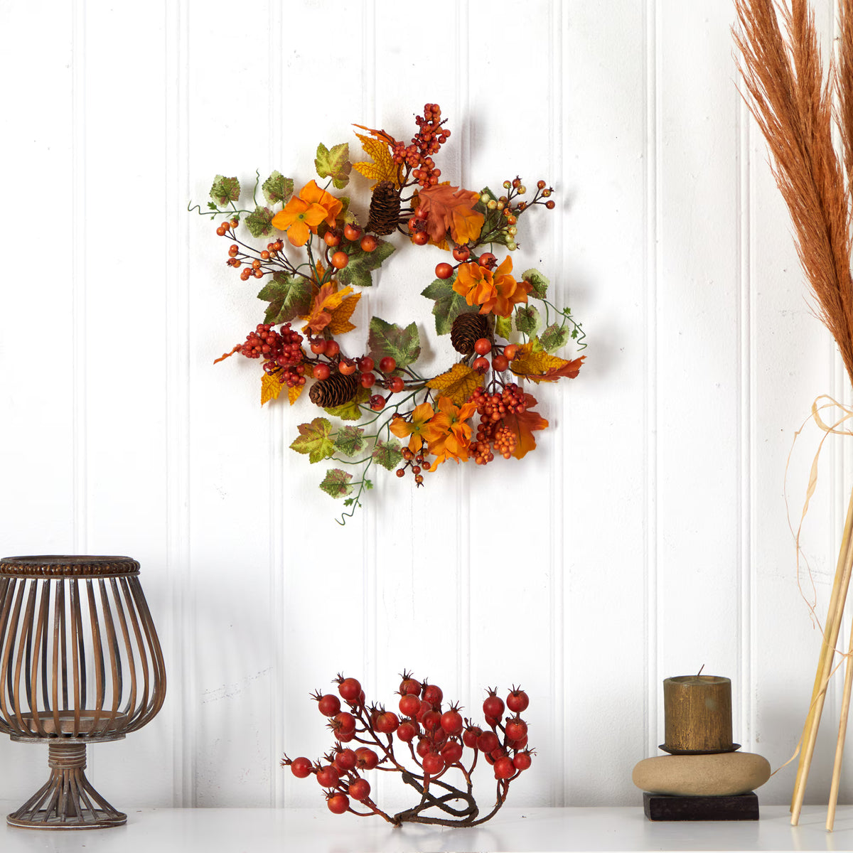 The Biltmore 6.5" Autumn Hydrangea Candle Rings (Set of 2)