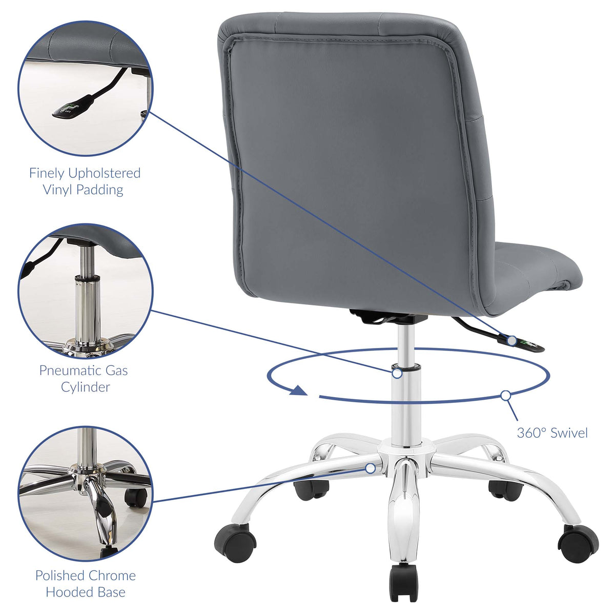 Prim Armless Mid Back Office Chair - Additional View