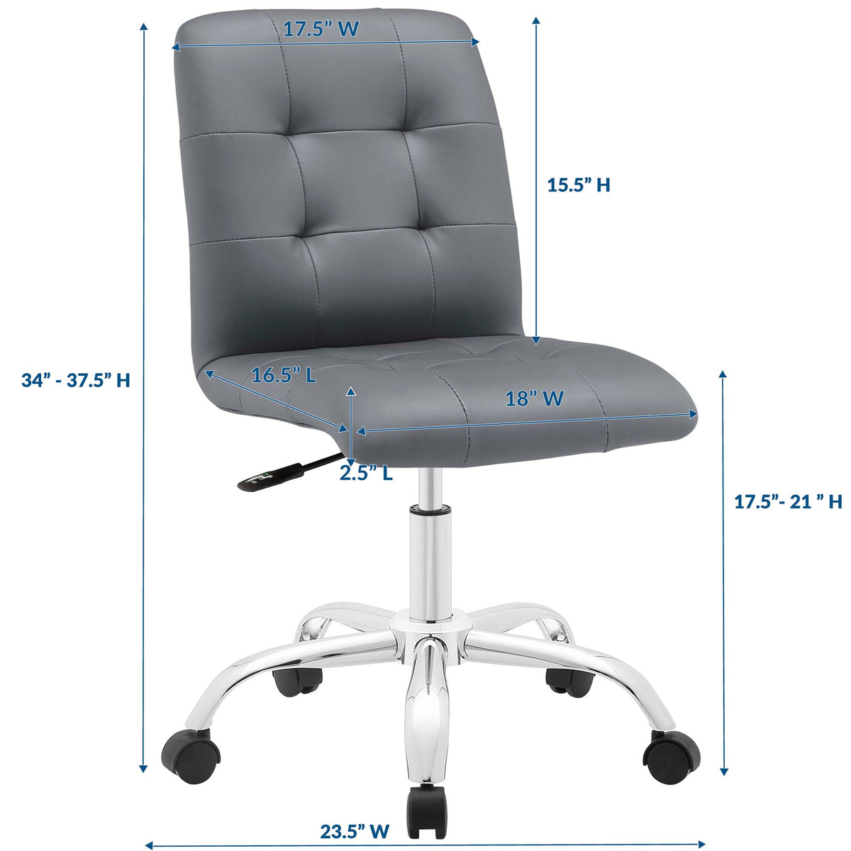 Prim Armless Mid Back Office Chair - Additional View