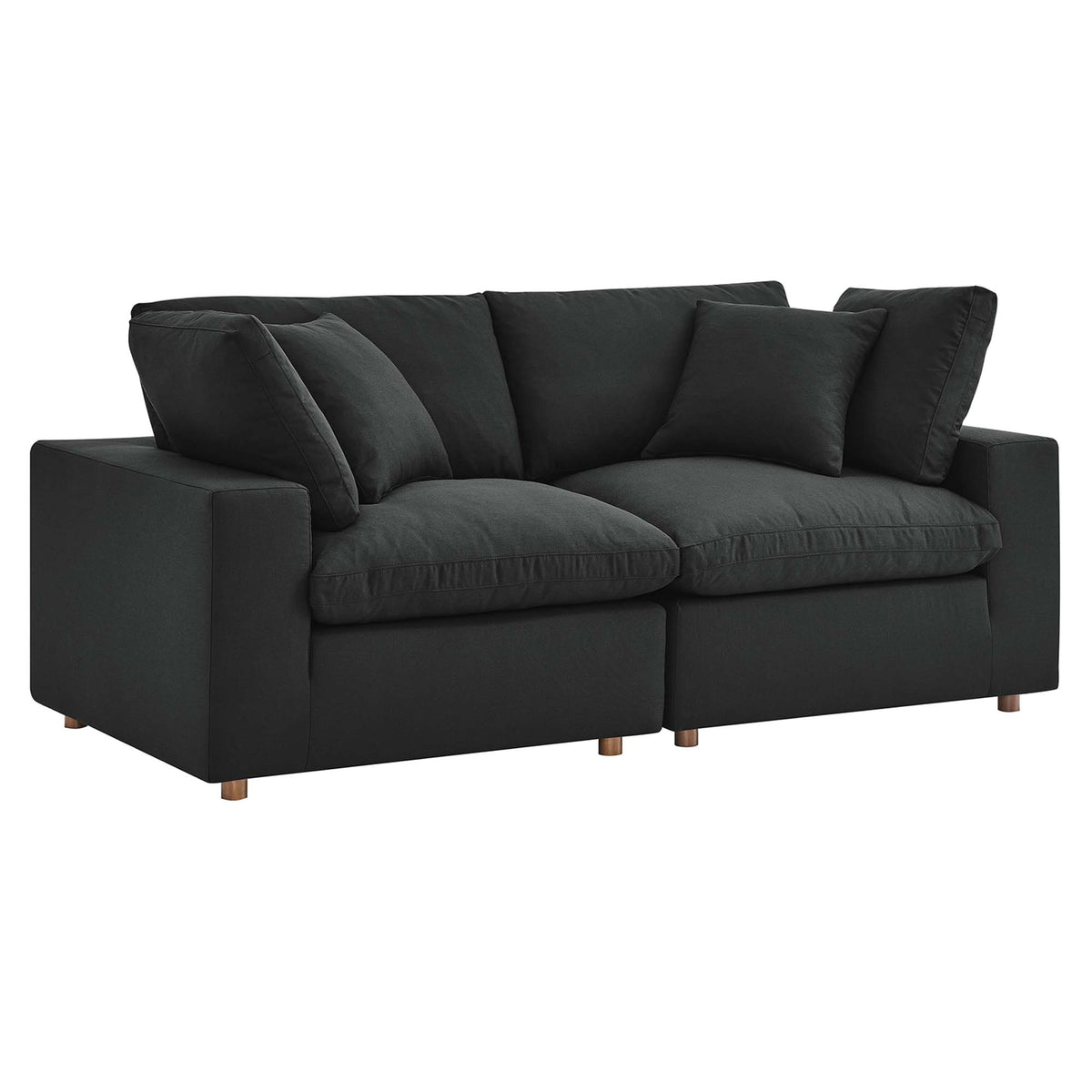 Commix 2 Piece Down Filled Overstuffed Sectional Sofa Set - Black