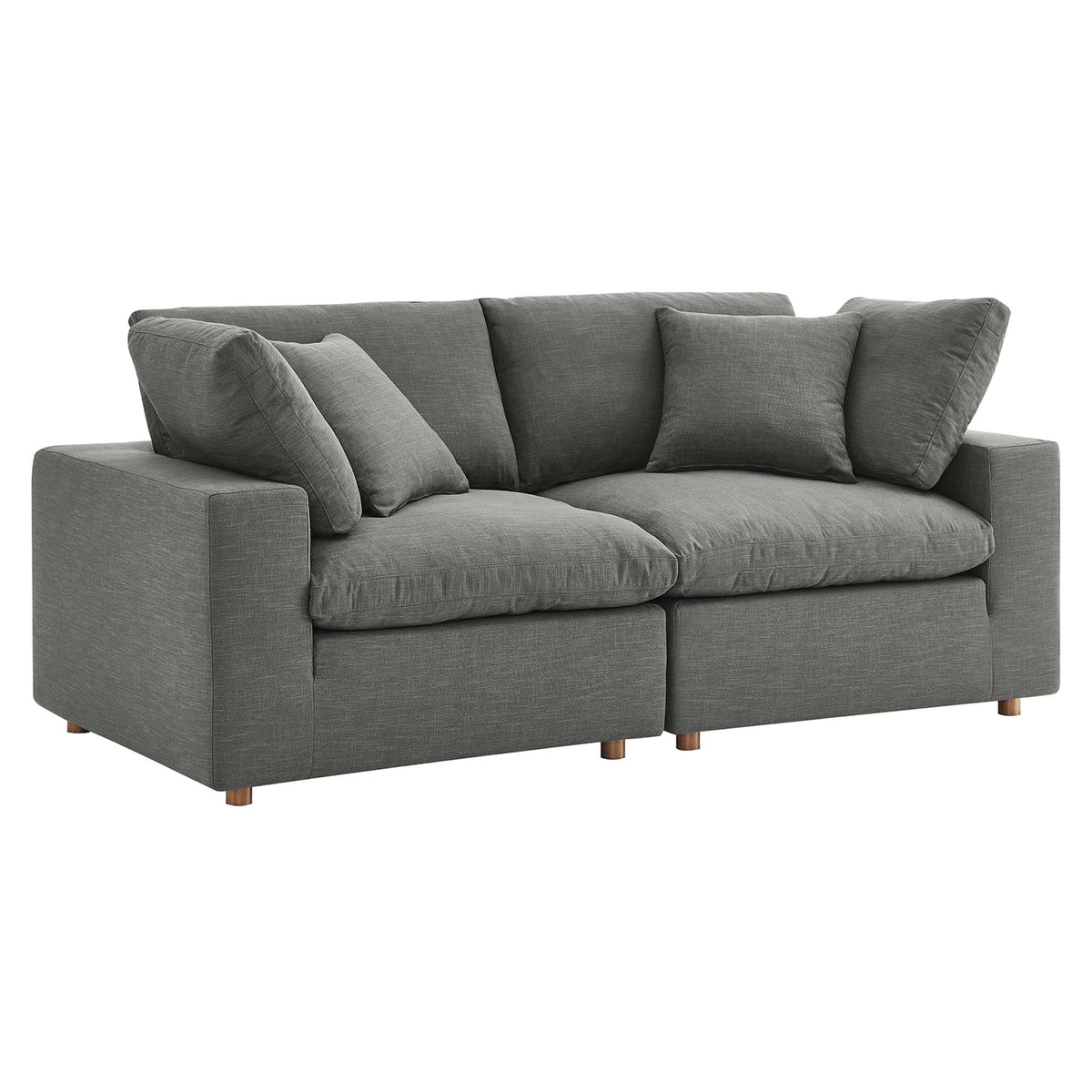 Commix 2 Piece Down Filled Overstuffed Sectional Sofa Set - Gray