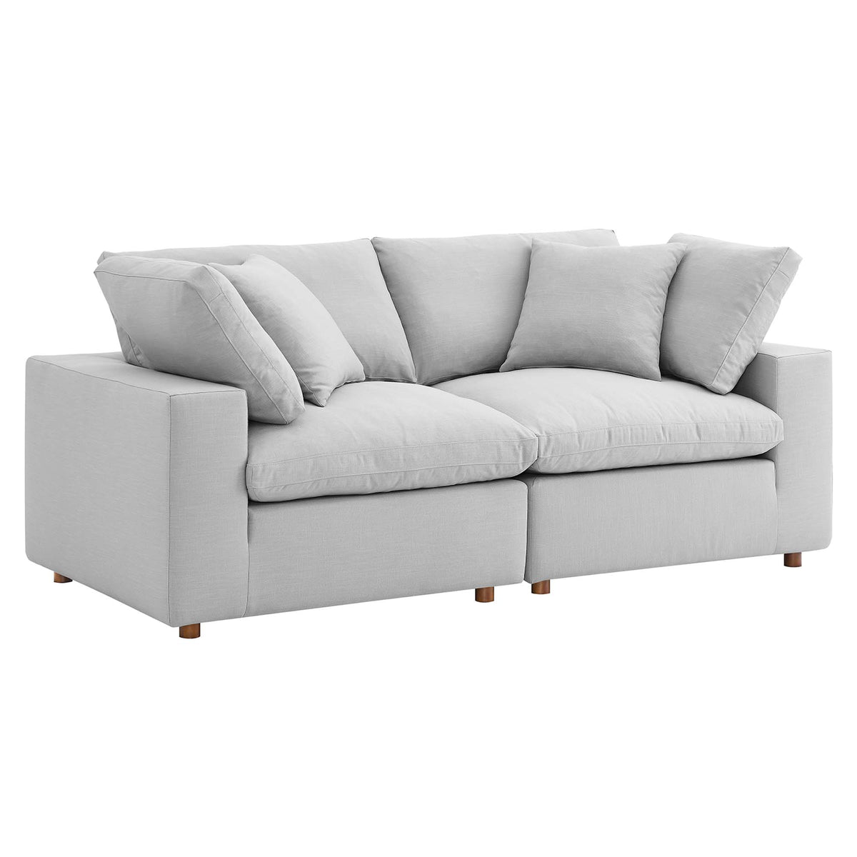 Commix 2 Piece Down Filled Overstuffed Sectional Sofa Set - Light Gray