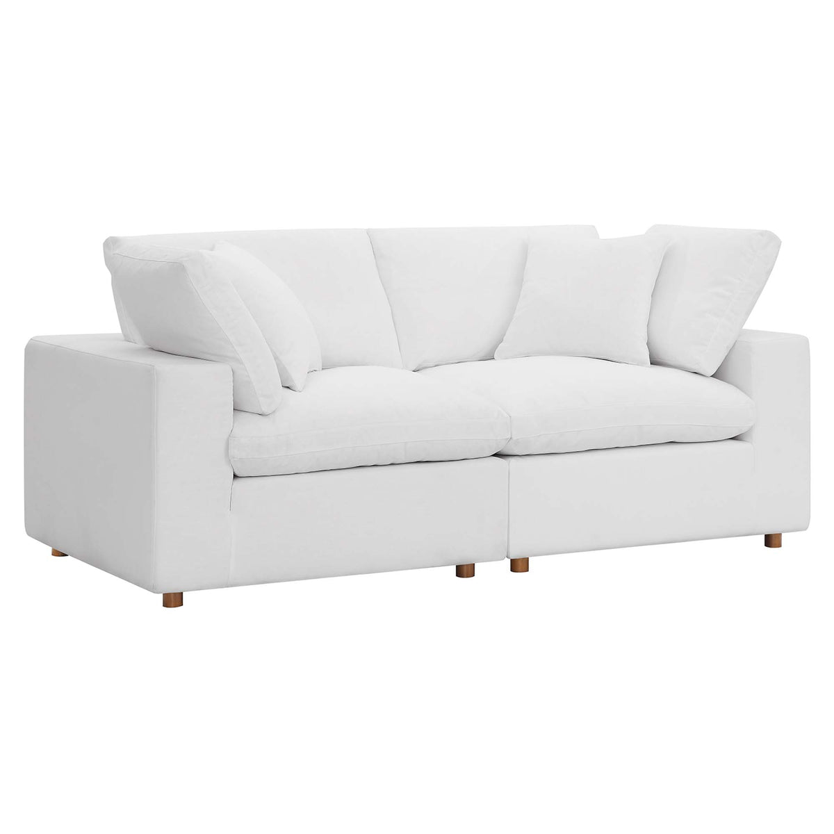 Commix 2 Piece Down Filled Overstuffed Sectional Sofa Set - Pure White