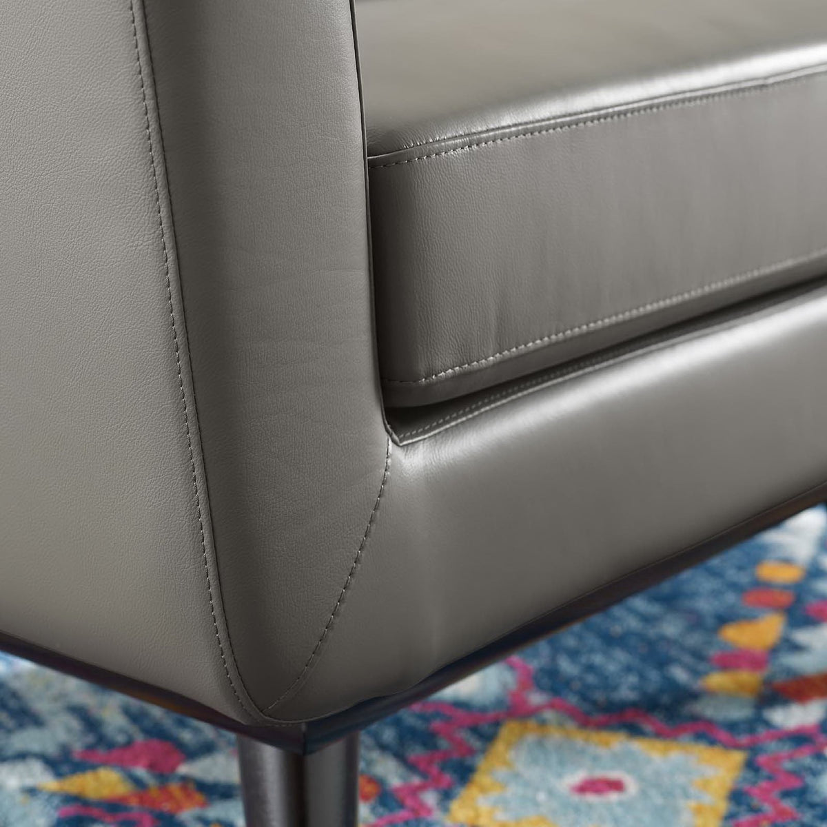 Engage Top-Grain Leather Living Room Lounge Accent Armchair - Additional View