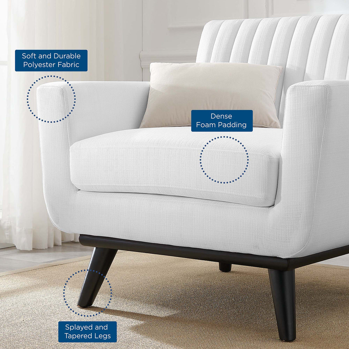 Engage Channel Tufted Fabric Armchair - Additional View