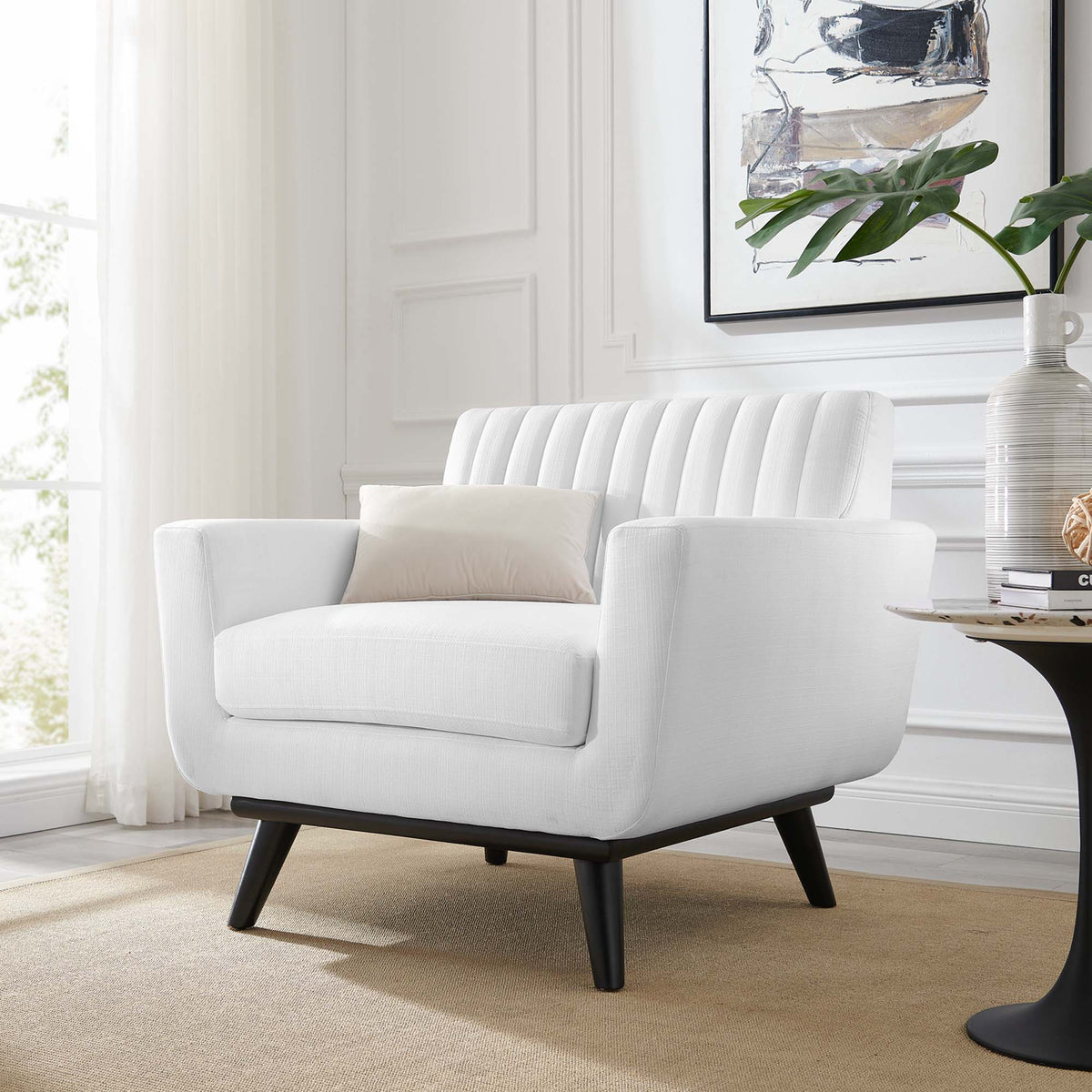 Engage Channel Tufted Fabric Armchair - Additional View