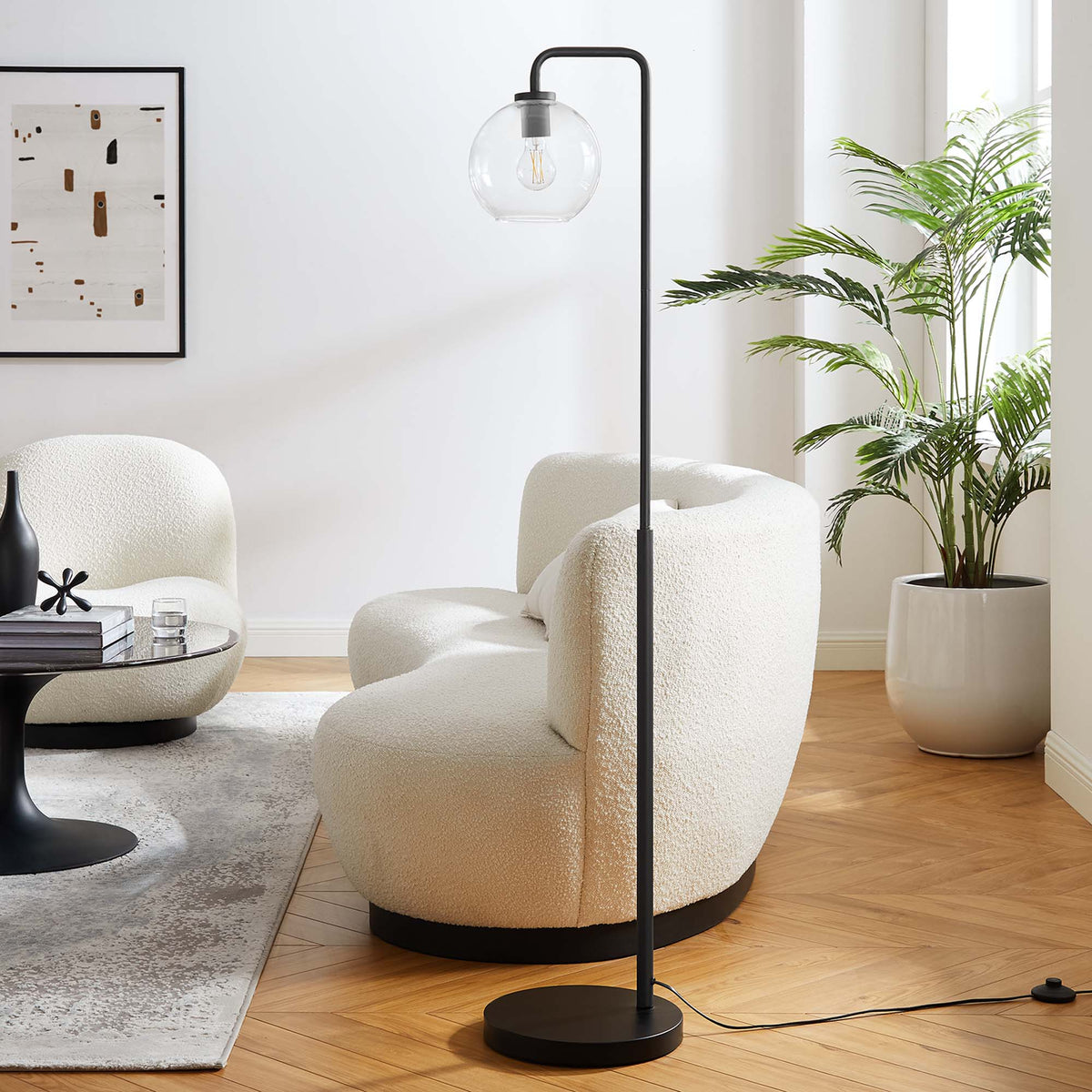 Silo Glass Globe Glass and Metal Floor Lamp - Additional View
