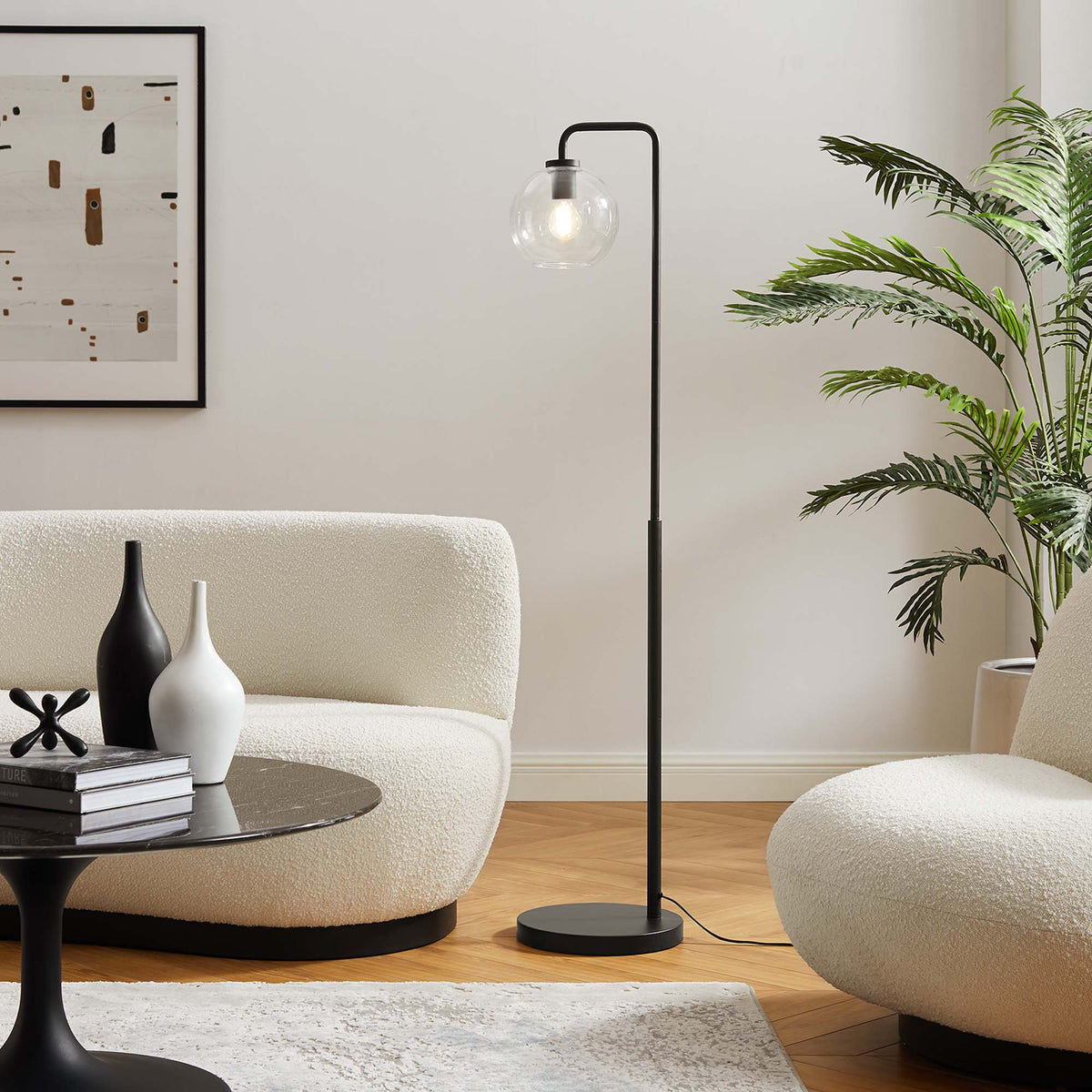 Silo Glass Globe Glass and Metal Floor Lamp - Additional View