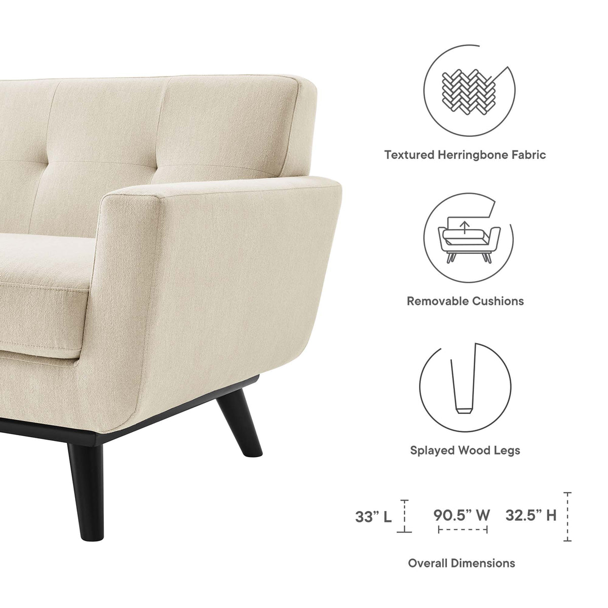 Engage Herringbone Fabric Sofa - Additional View