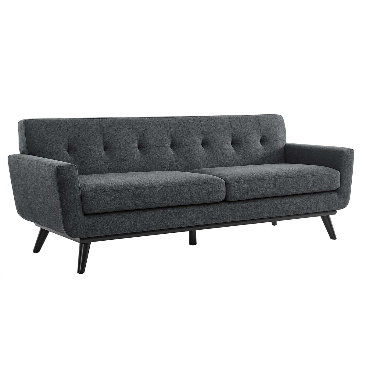 Engage Herringbone Fabric Sofa - Charcoal