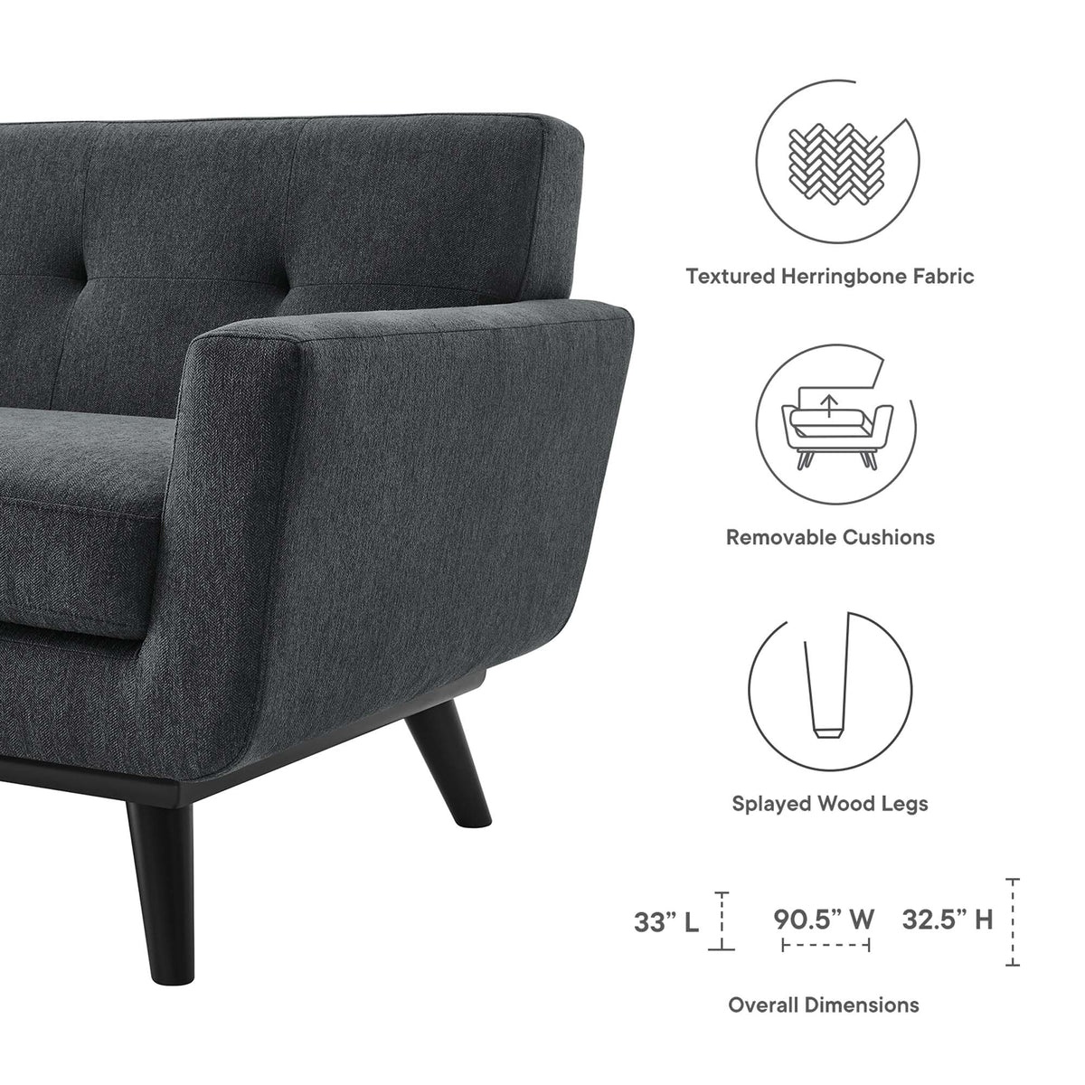 Engage Herringbone Fabric Sofa - Additional View