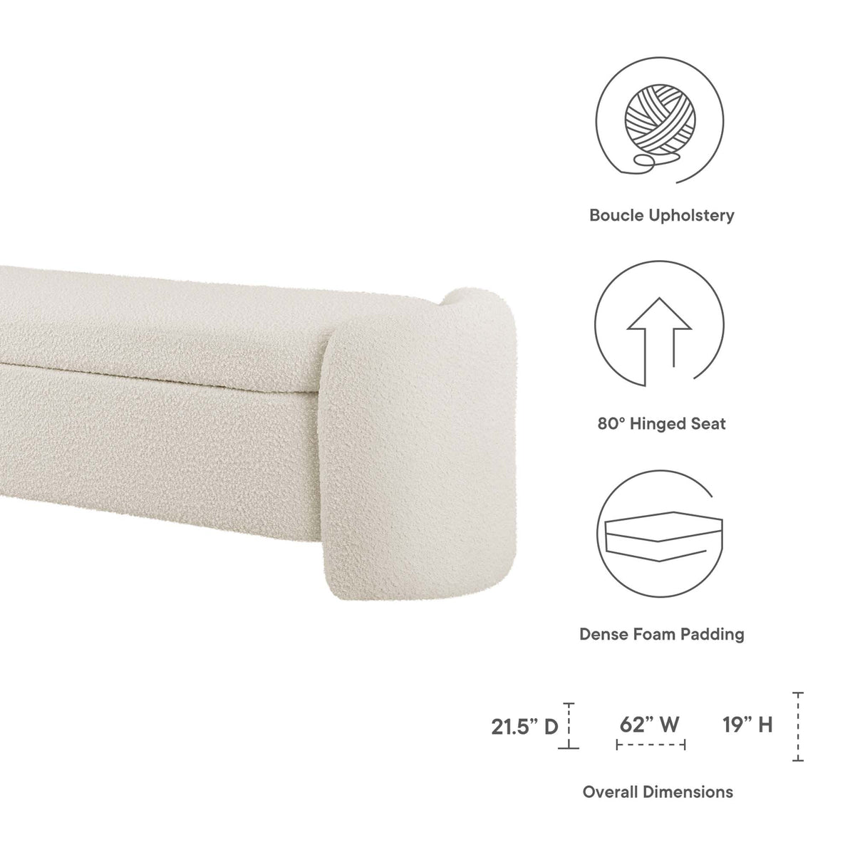 Nebula Boucle Upholstered Bench - Additional View