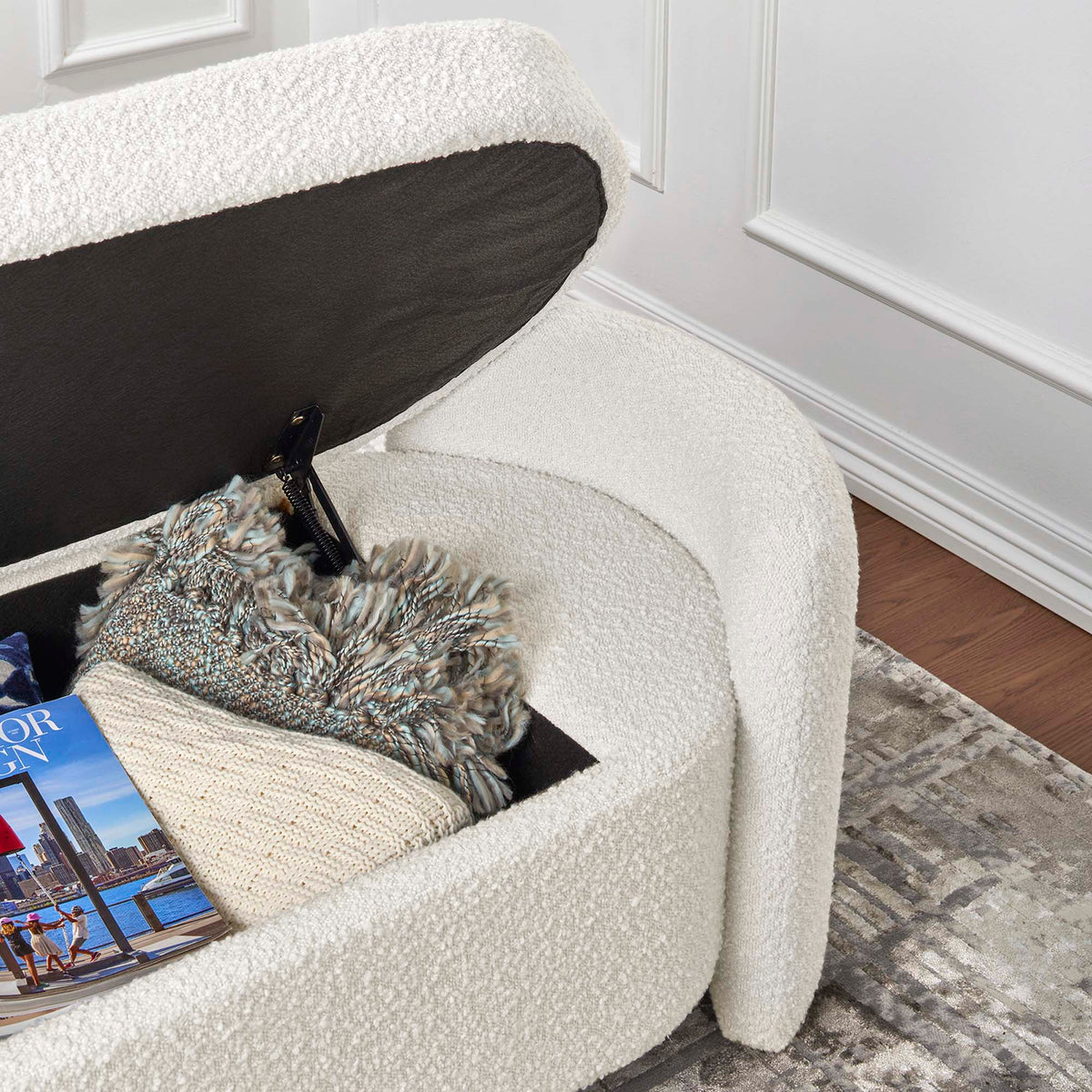 Nebula Boucle Upholstered Bench - Additional View