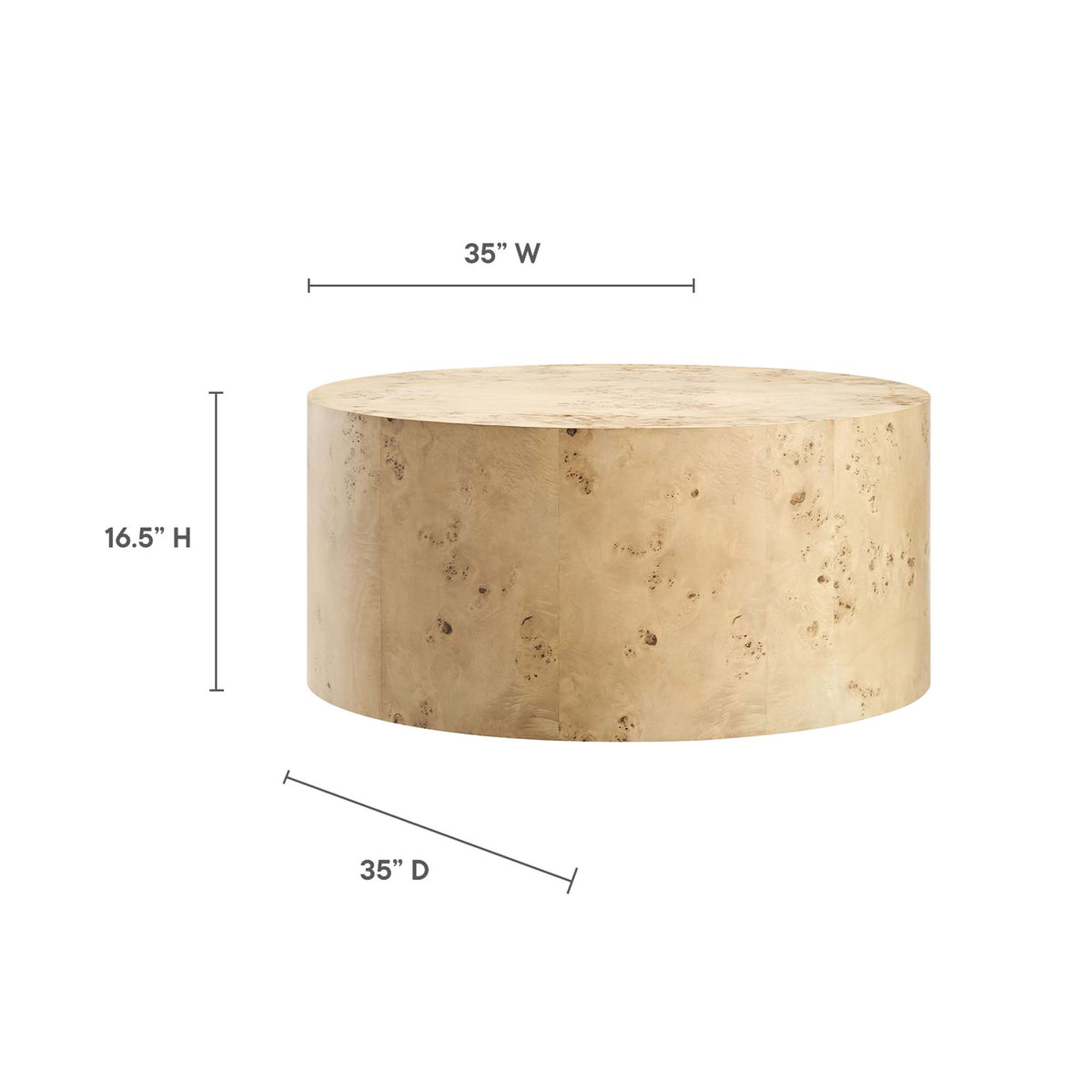 Cosmos 35" Round Burl Wood Coffee Table - Additional View