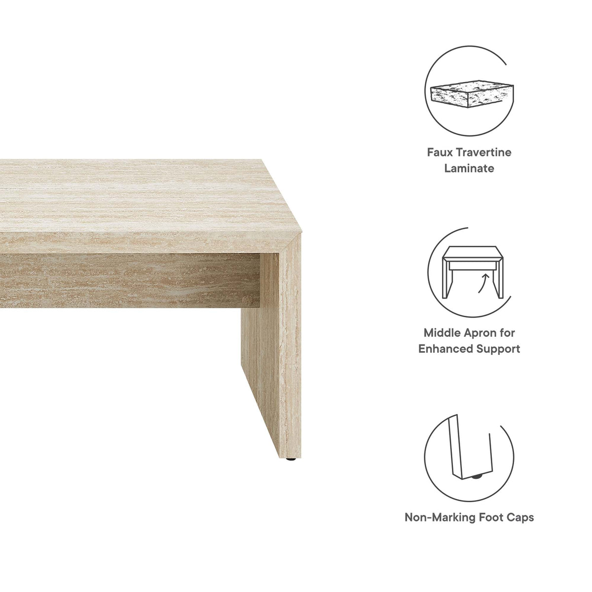 Mirella 62" Faux Travertine Long Bench - Additional View