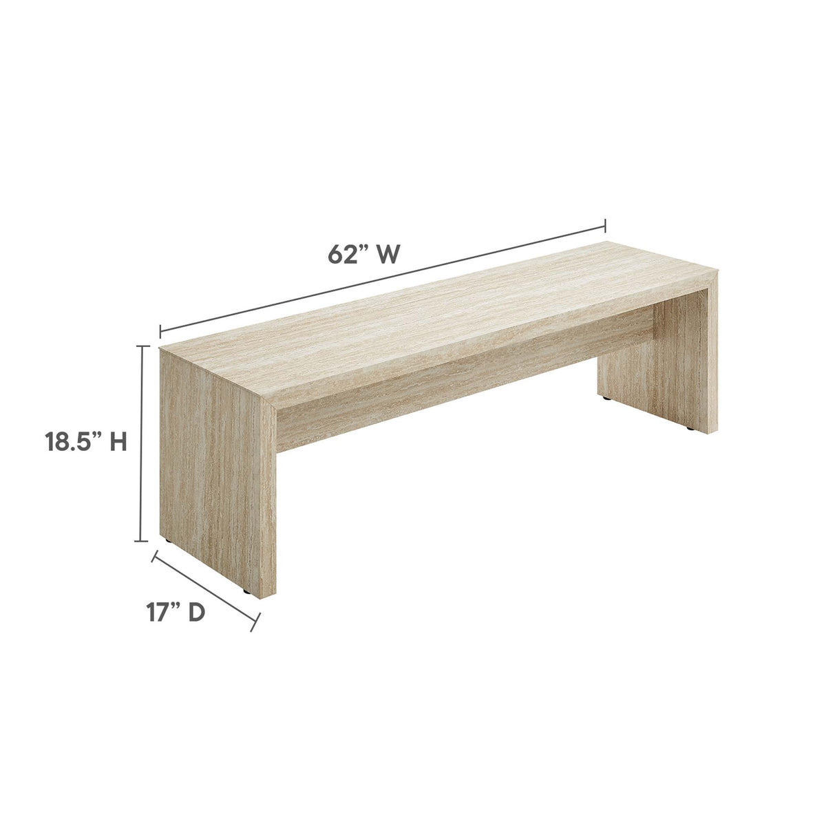 Mirella 62" Faux Travertine Long Bench - Additional View