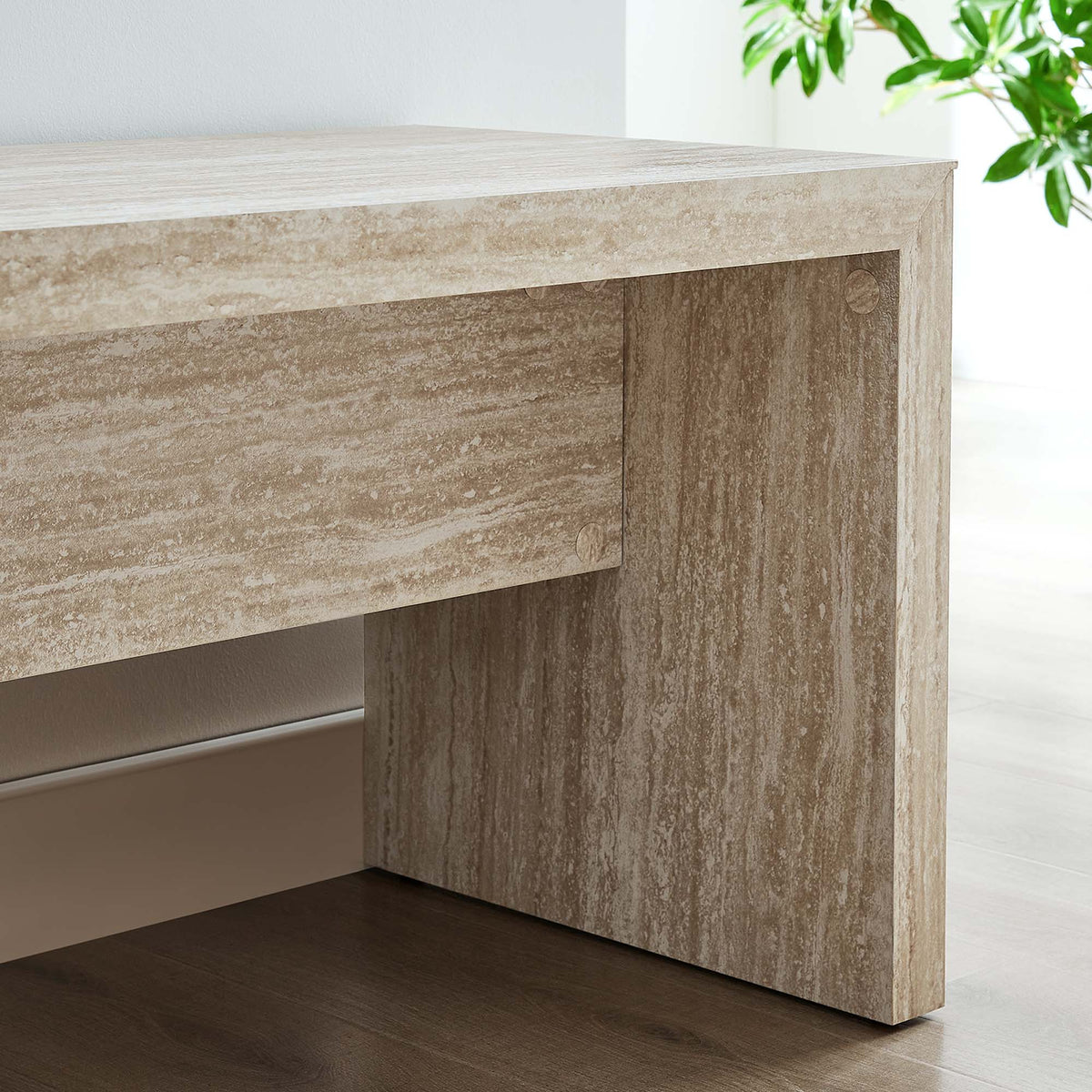 Mirella 62" Faux Travertine Long Bench - Additional View