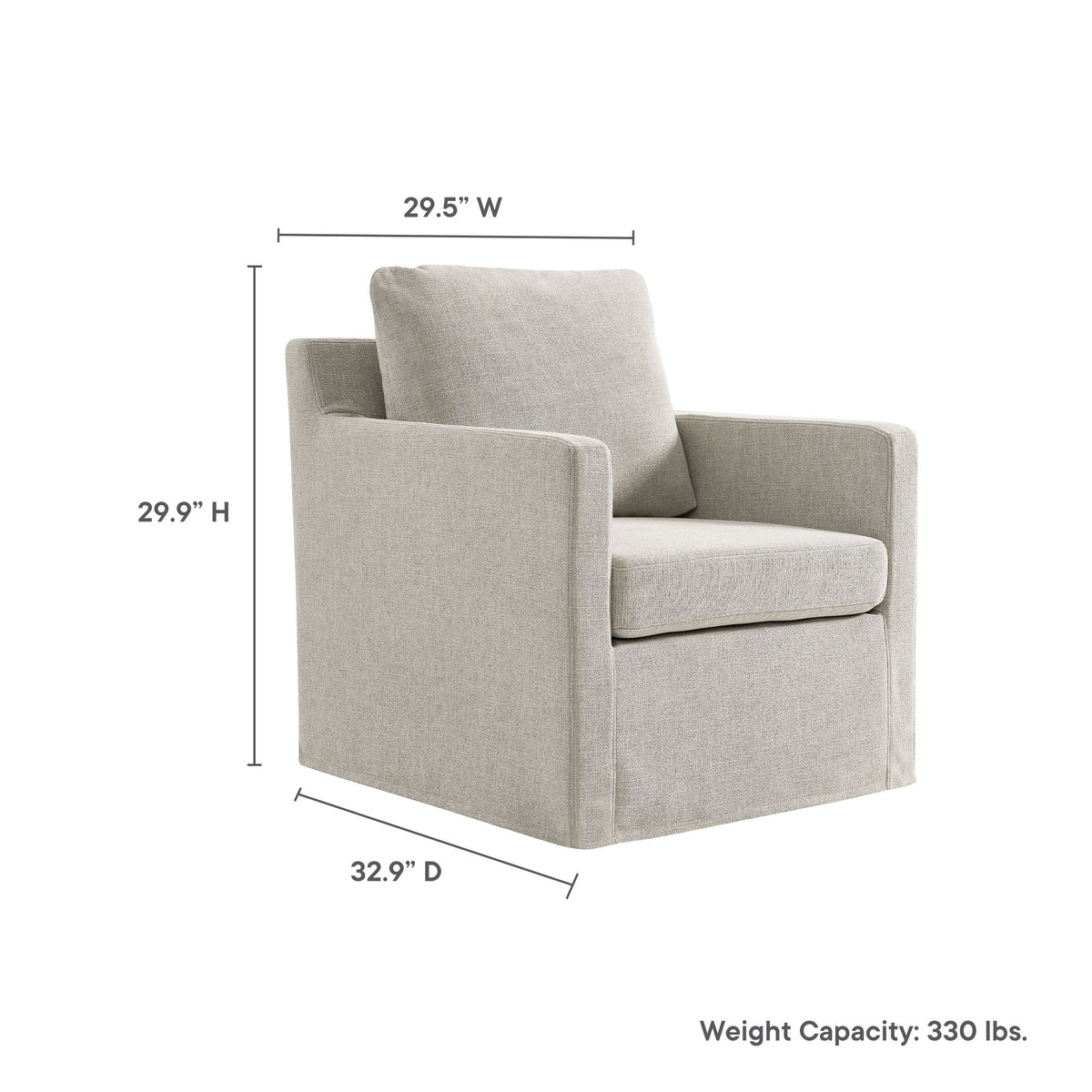 Serene Fabric Slipcovered Swivel Armchair - Additional View