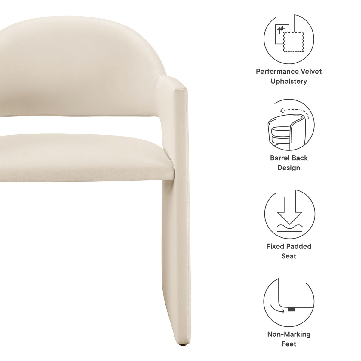 Talia Performance Velvet Dining Armchair - Additional View