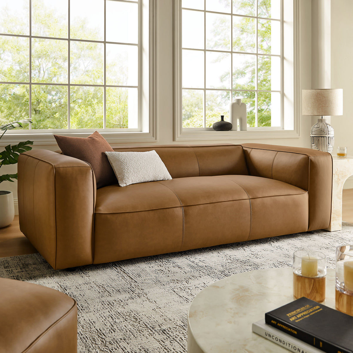 Auren Upholstered Vegan Leather Sofa - Additional View