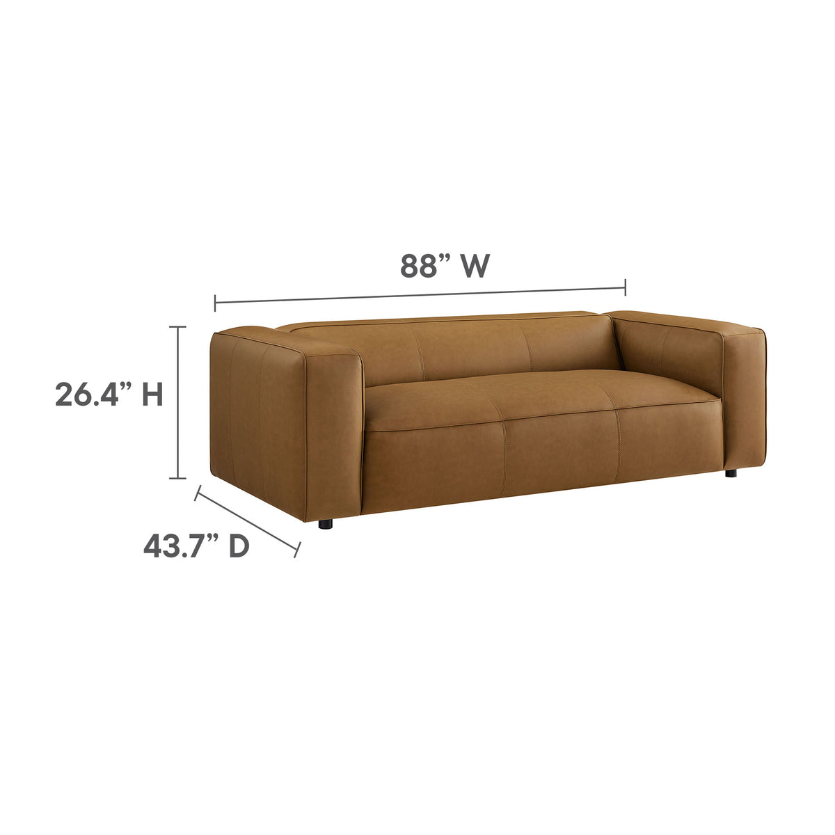 Auren Upholstered Vegan Leather Sofa - Additional View