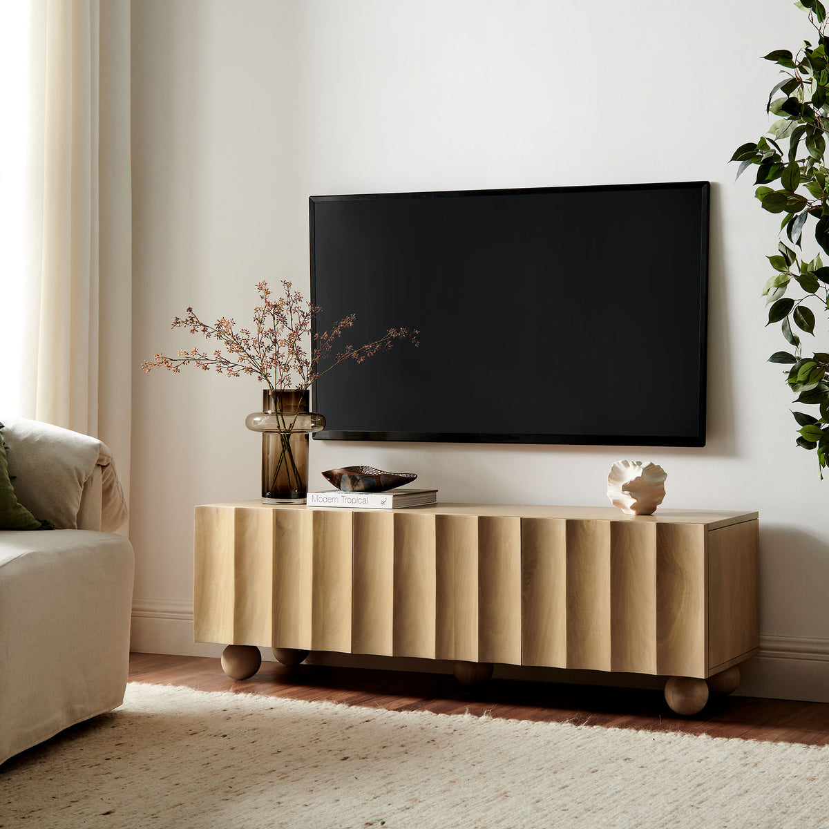 Sorren Scalloped 54" Wood TV Stand - Additional View