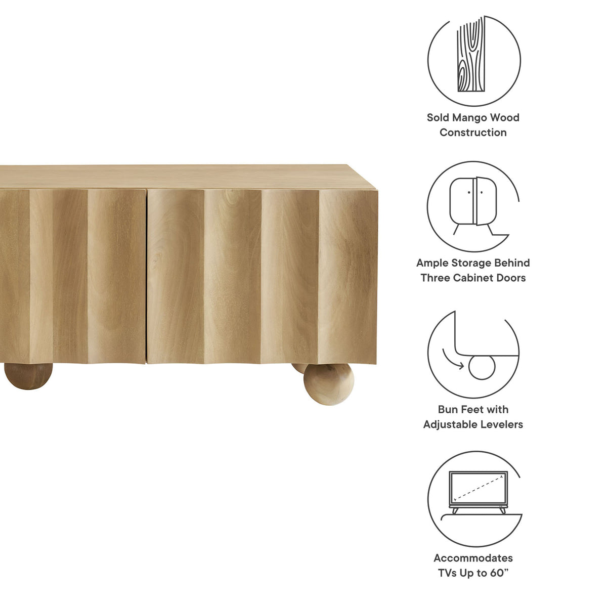 Sorren Scalloped 54" Wood TV Stand - Additional View
