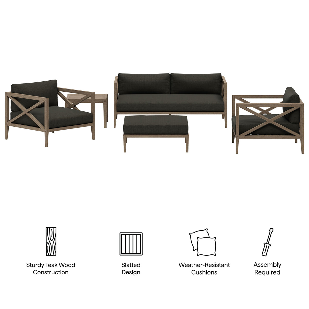 Northlake 5-Piece Outdoor Patio Teak Wood Furniture Set - Additional View