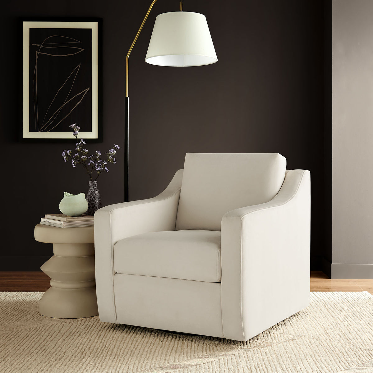 Liora Performance Velvet Armchair - Additional View