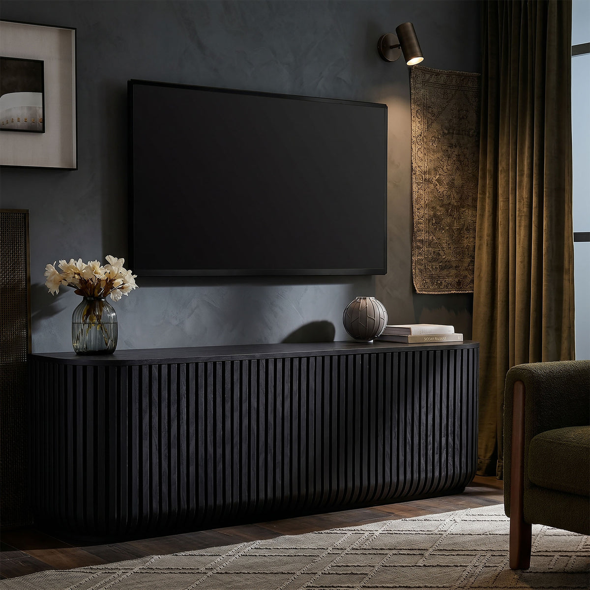 Fortitude 75" Curved Sideboard Storage Cabinet - Additional View