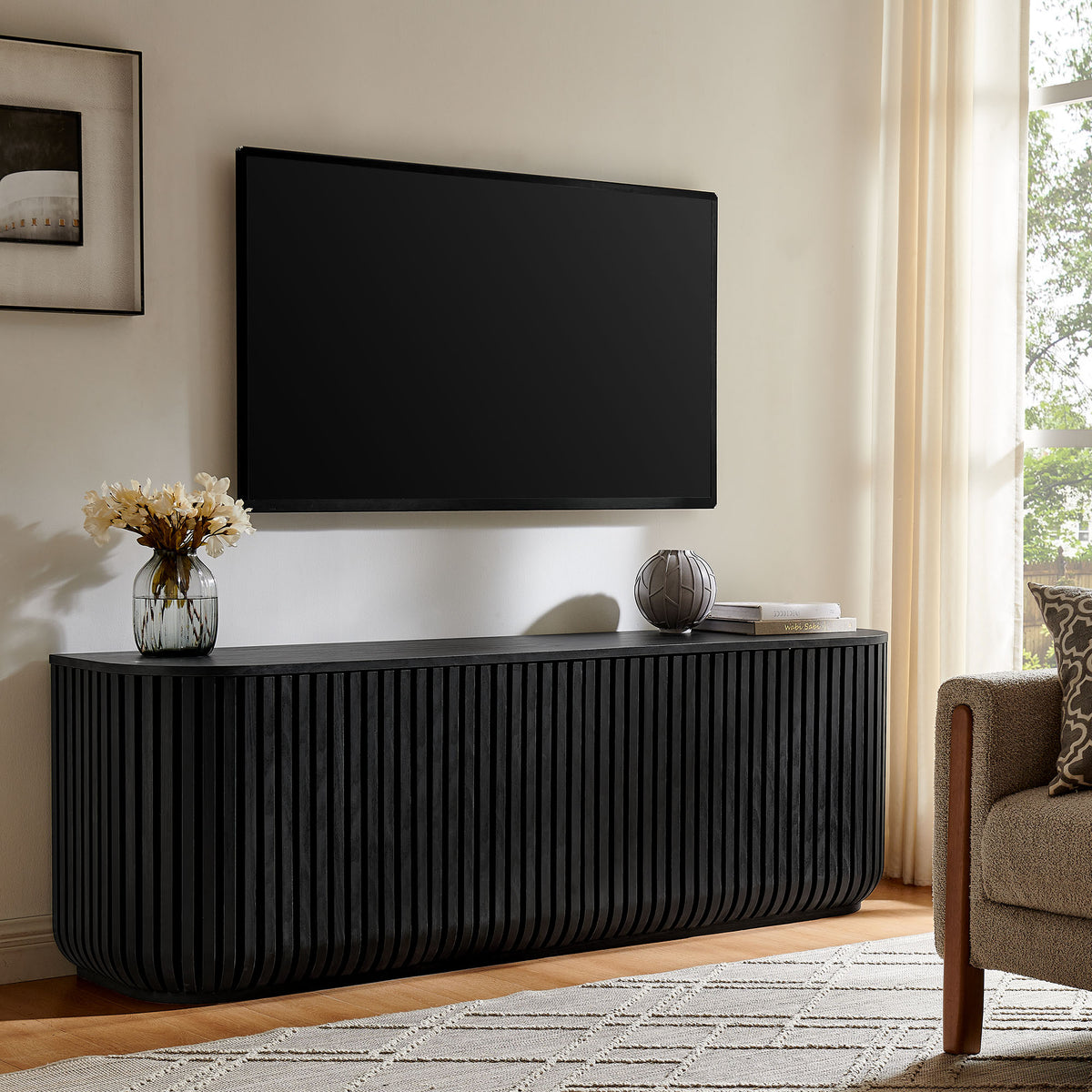 Fortitude 75" Curved Sideboard Storage Cabinet - Additional View