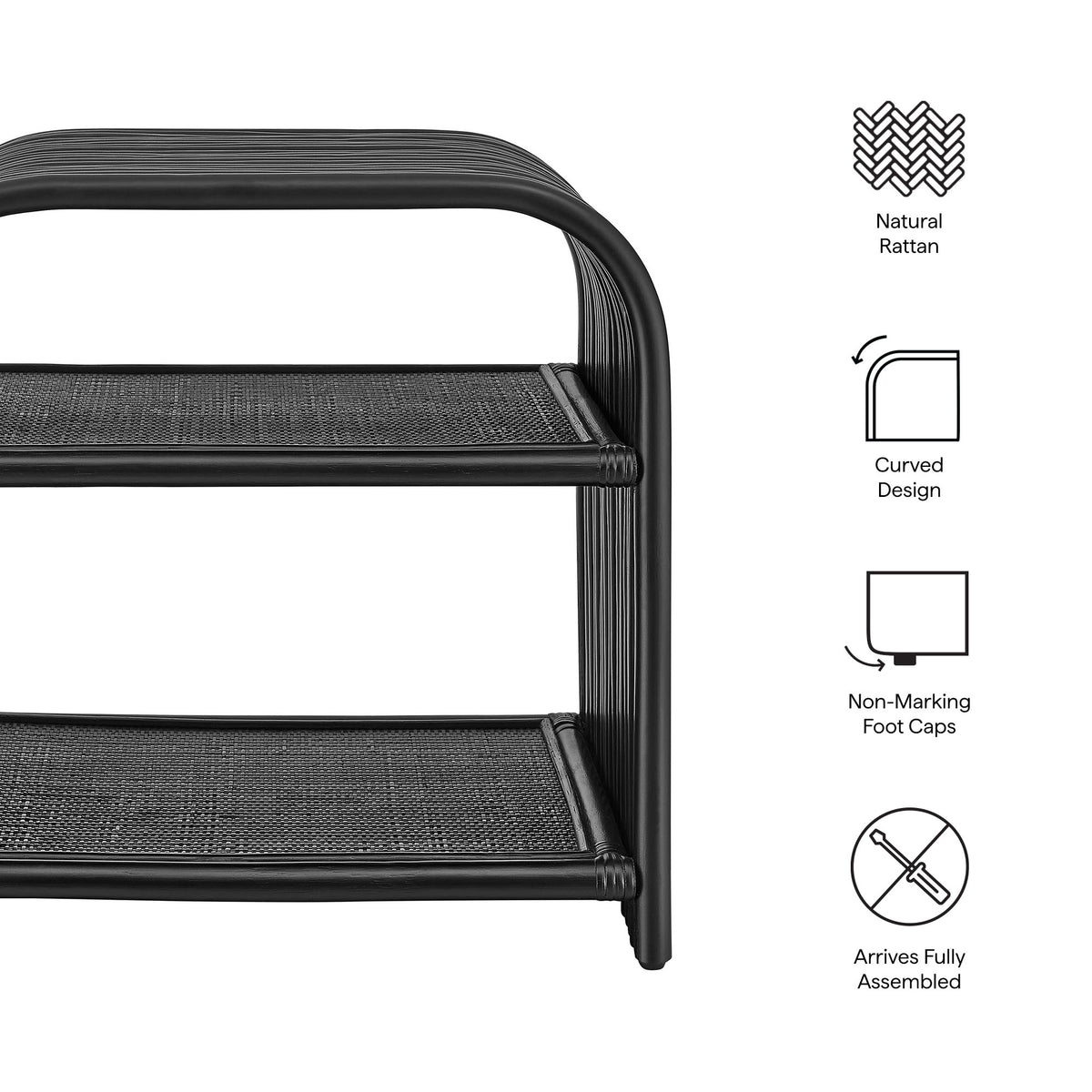 Eve Curved Natural Rattan Side Table - Additional View