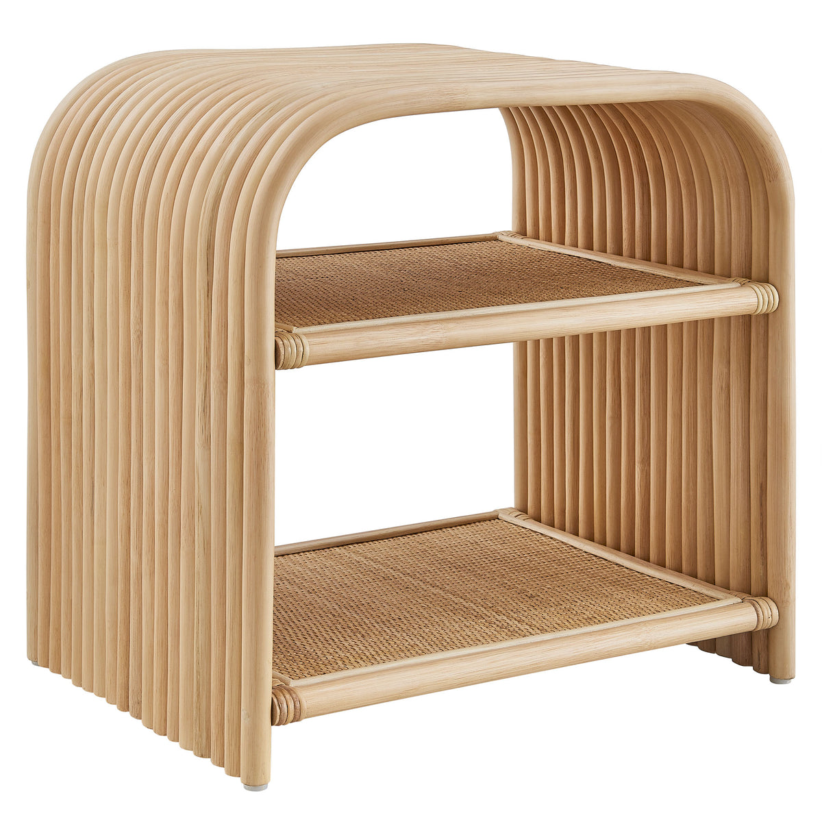 Eve Curved Natural Rattan Side Table - Natural