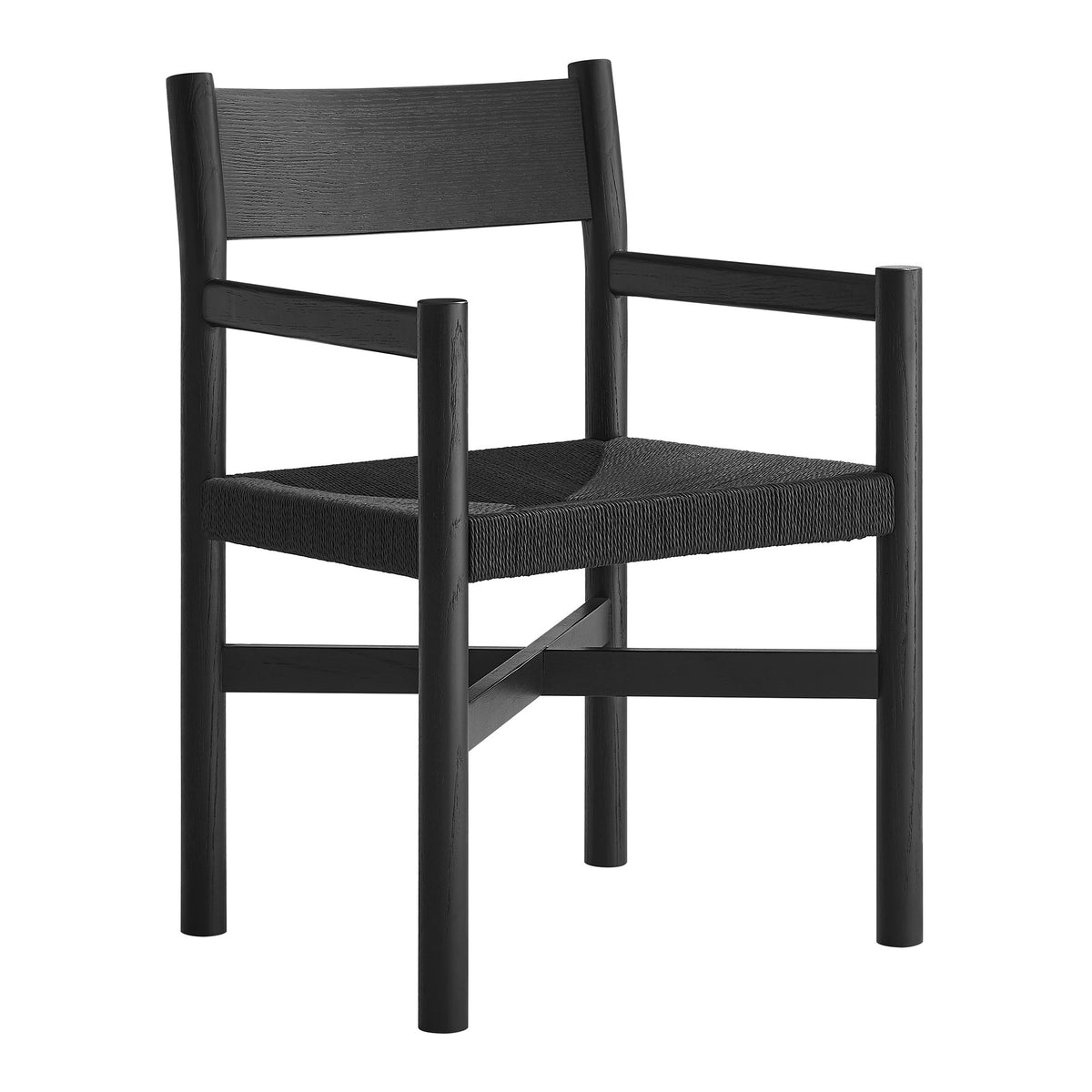 Alvia Oak Wood Dining Armchairs With Woven Seats Set of 2 - Additional View
